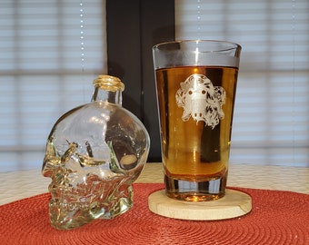 14oz Drinking Glass with a  Laser Etched FleaDawg Logo