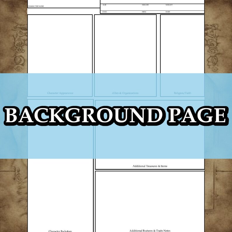 Printable Dnd 5e Wizard Class Character Sheet Fifth Edition D&amp;D - Etsy