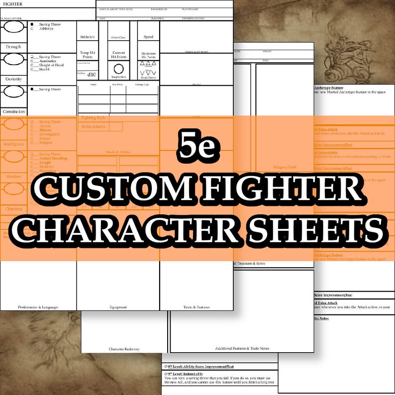 Printable Dnd 5e Fighter Class Character Sheet Fifth Edition D&amp;D - Etsy