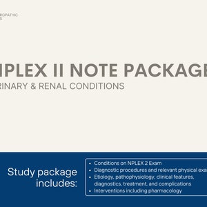 NPLEX Naturopathic Licensing Exam Study Resource- NPLEX II Urinary System Note Package