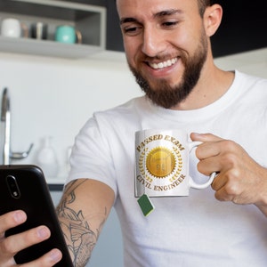 BAUINGENIEURWESEN: Personalisierte Glückwunschtasse zum Bestanden der Professional Licensing (PE) Prüfung für Bauingenieurwesen, Geschenk, Belohnung