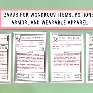 Blank Illustrated PDF Item Cards for Dungeons and Dragons 5th - Etsy