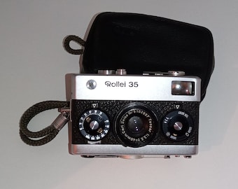 Vintage Rollei 35 Film Camera with Zeiss Tessar 40mm Lens - Classic Compact Camera With a Leather Pocket----Made In Germany