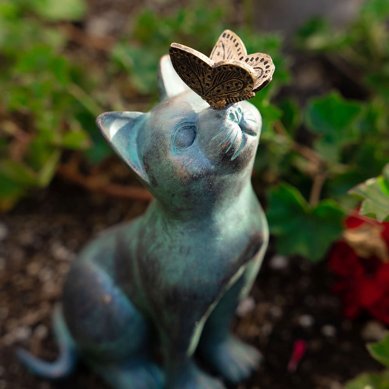 Cat Butterfly Garden Statue Etsy