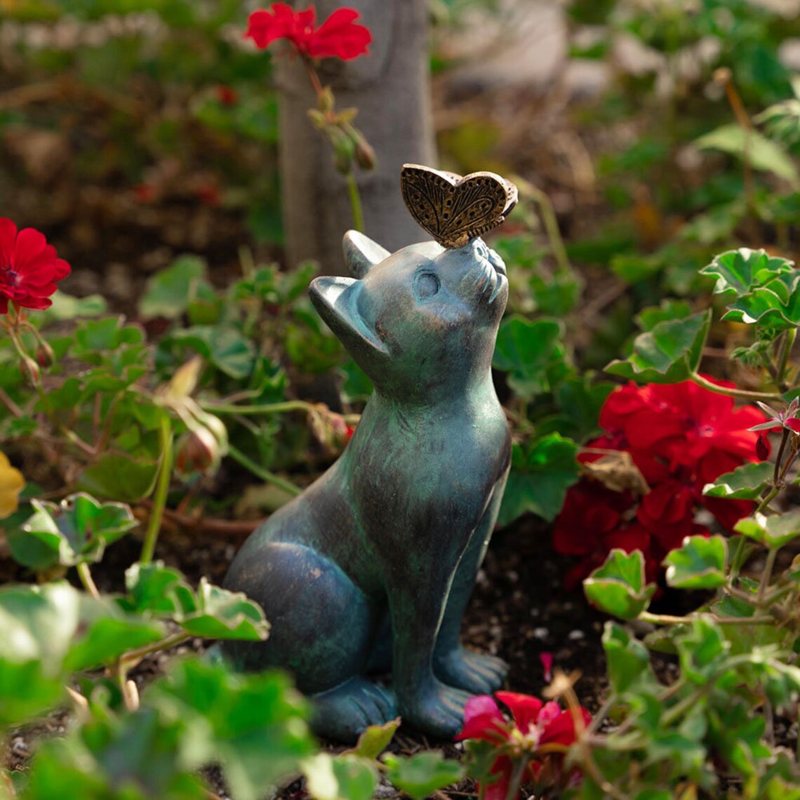 Cat Butterfly Garden Statue Etsy