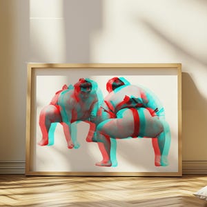 3D-Sumo-Ringer druckbare Kunst | Japan Kampfkunst Digitales Poster | Sofort Download