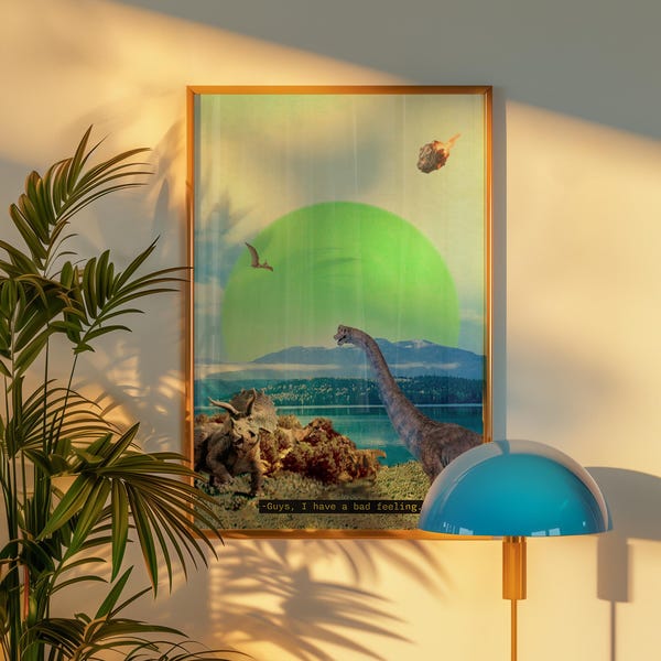 Bad Feeling | Dinosaur Extinction Art Print | Funny Kids Room Diplodocus Decor
