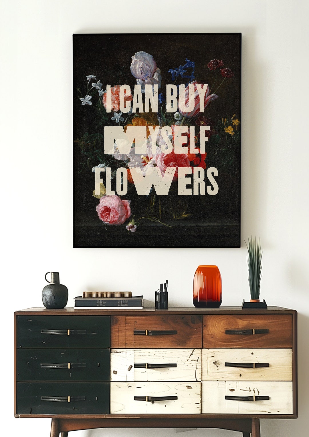 Floral Quote Art Print: Vintage Botanical Oil Painting Poster - Etsy