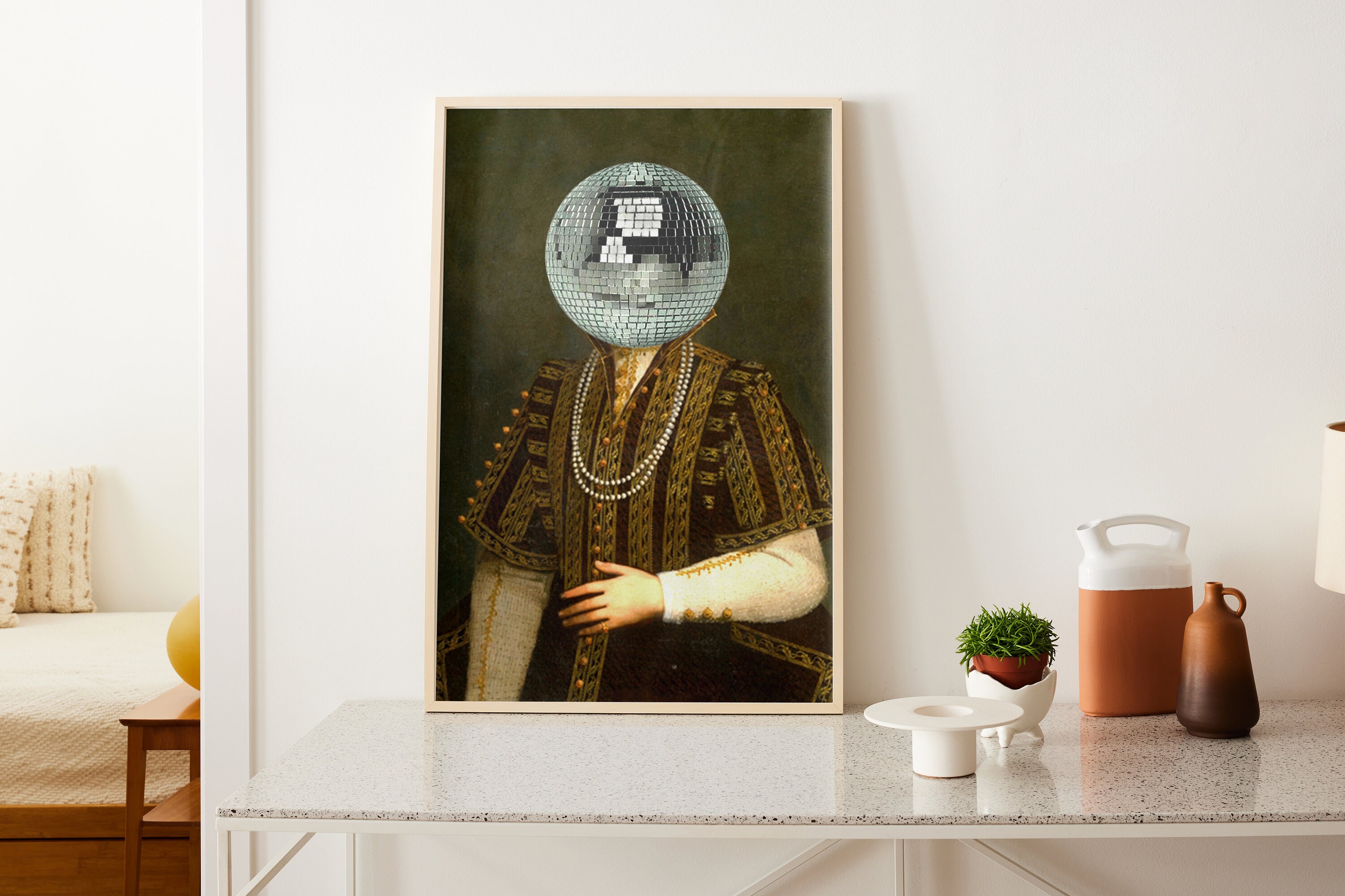 Party Girl II | Disco Ball Portrait Art Print | Surreal Vintage Collage ...