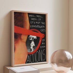 Bene, bene, bene... Stampa artistica / Retro Lo-fi Occhiali da sole Scrittura a mano Divertente Meme Citazione Vintage Monello Collage Poster
