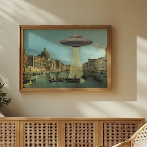 C'era una volta a Venezia - Stampa artistica / Surreale fantascientifico alieno Italia classico dipinto UFO alterato divertente poster vintage