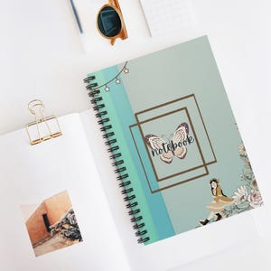 Blue Green Spiral Notebook | Cute Notebook | Spiral Notebook | College Students | Teacher Supplies | Unique Gift for Her