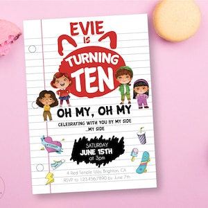 Turning Red Birthday Invitation | Mei Mei Lee | Red Panda Birthday Party | 4Town | Notebook | Digital Invite | Template | Customized For You
