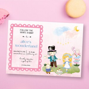 Alice in Wonderland Birthday Party Invitation | Tea Party | Mad Hatter | White Rabbit | Digital Invite | Template | Customized For You