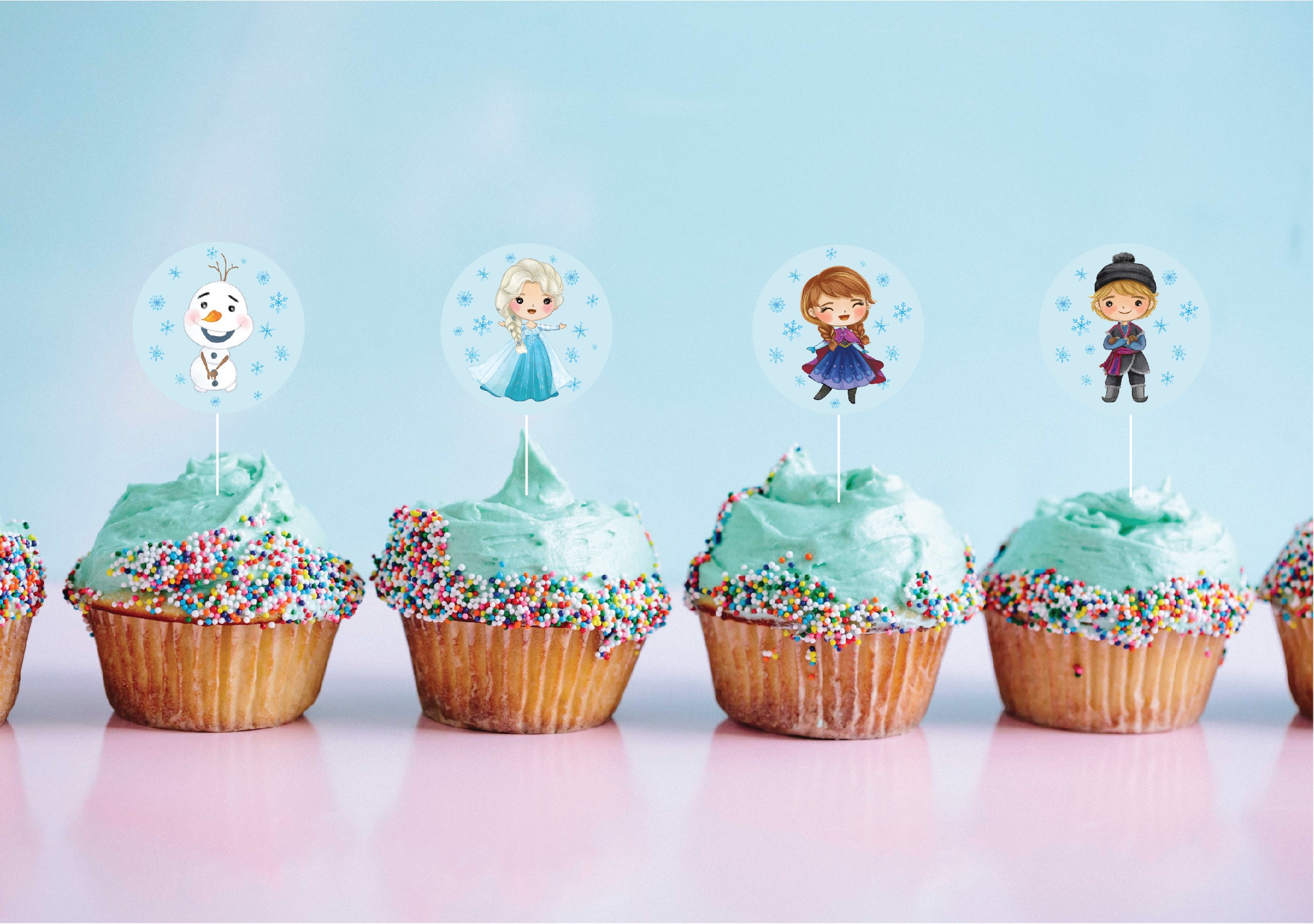 Frozen Anna Elsa Hans Olaf Kristoff and Snow Edible Cake Topper Image – A  Birthday Place