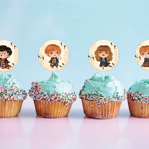 Zauberer Kid Cupcake Topper | Zauberer Karte | Zauberer Freunde | Magie Zauberer Party | 2 Zoll Kreis Cupcake Topper | Geburtstag | Sofort Download