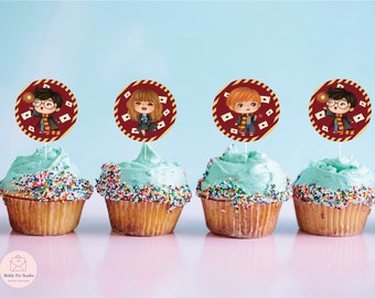 Wizard Cupcake Toppers | Magic Birthday Party Decorations (Instant Download)