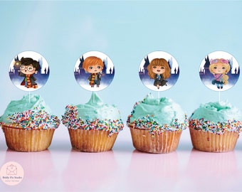 Wizard School Cupcake Toppers | Magic Birthday Party (Instant Download)