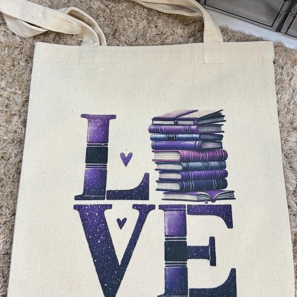 Book lovers “love” with books 12”x14” canvas tote bag