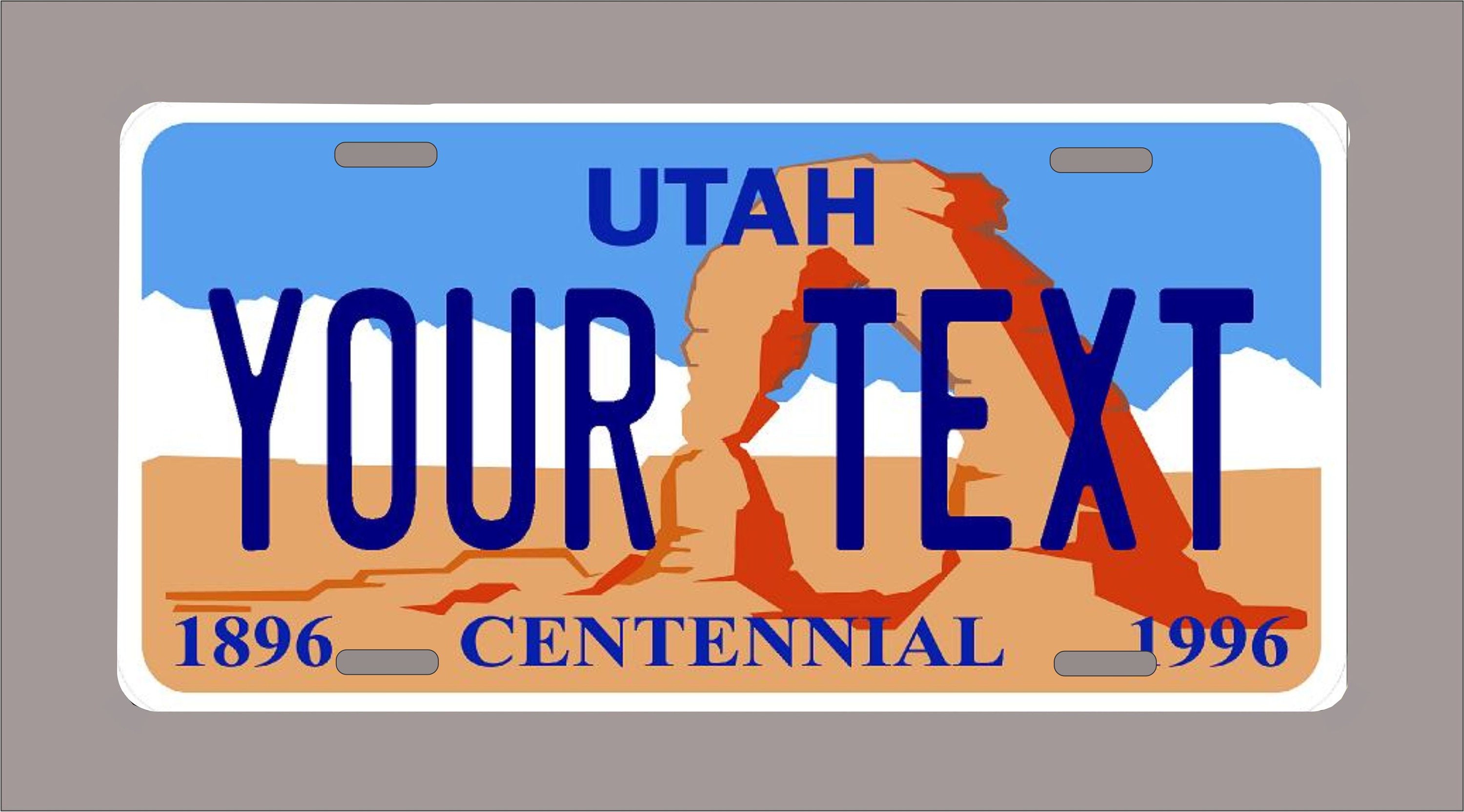 Utah License Plate custom Text Etsy