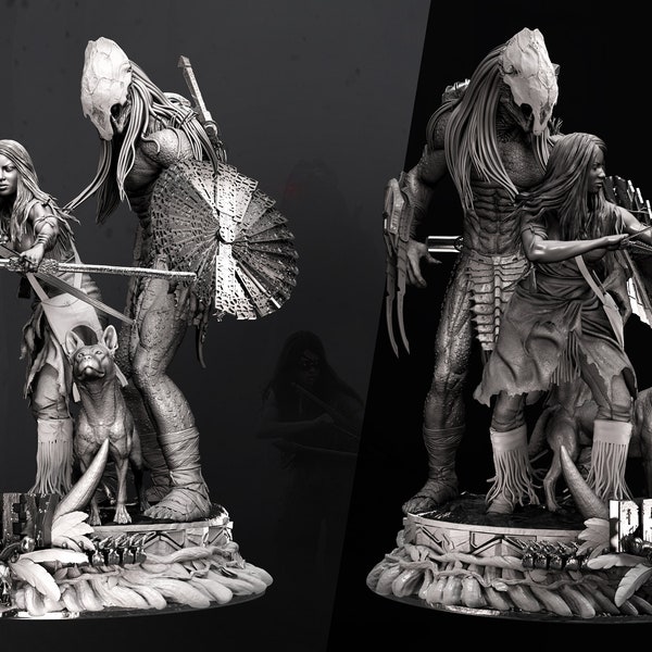 Predator and Naru Diorama 1:10 scale  - Wicked 3D - High Quality Photopolymer Resin