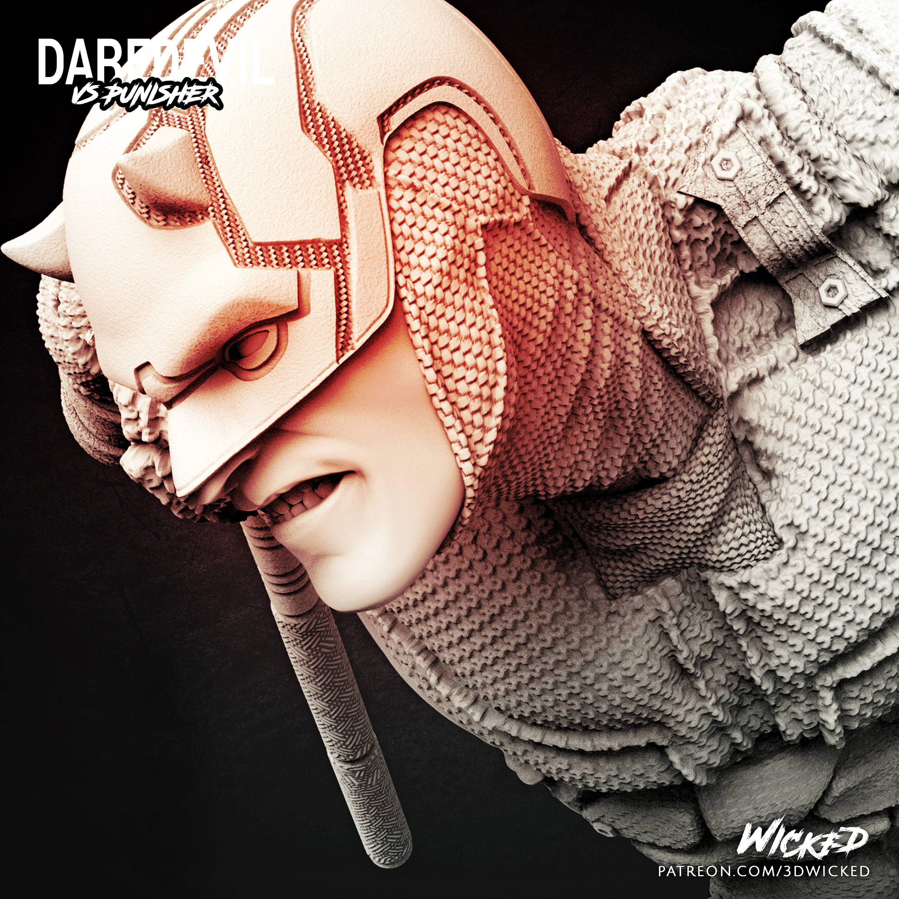 Daredevil Bust | Scale 1:10 | 3D Printed Unpainted Resin Sculpture