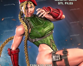 Cammy Bust | Street Fighter Fan Art | 3D Printed Resin Model by Sanix3D | Unpainted | Custom Size | BeardedForge