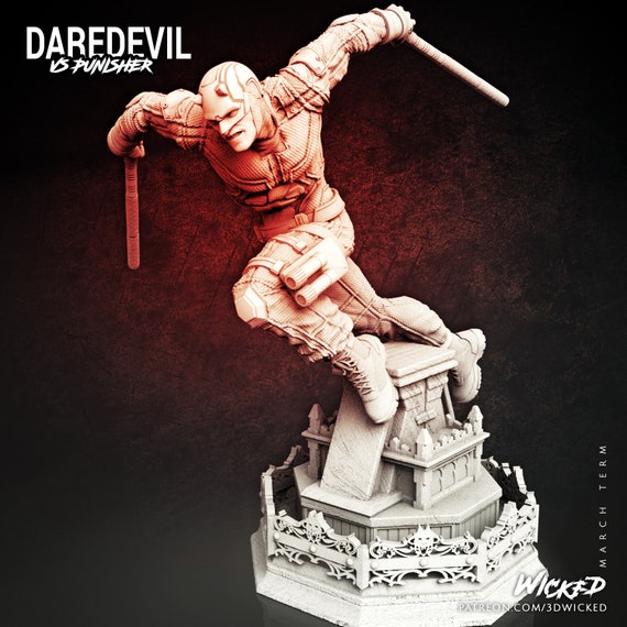 Daredevil Bust | 3D Printed Unpainted Resin Sculpture | Marvel Fan