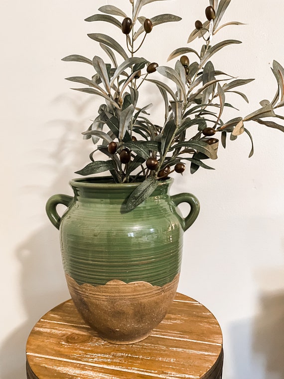 Large Olive Green Vase Etsy