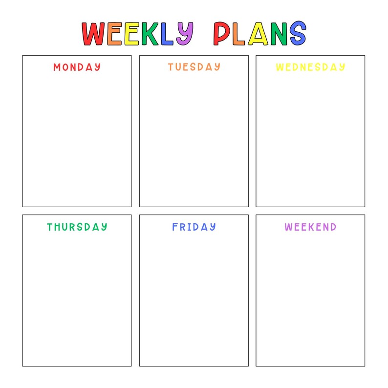 Generic Weekly Chart Weekly Schedule Notepad | 8