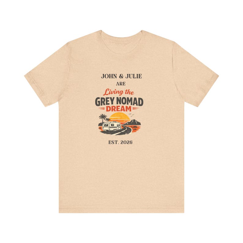 Personalized 100% Living the Grey Nomad Dream Tee | Camper Sunset RV Shirt image 7
