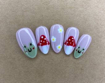 Mushroom and Frog Press on Nails