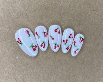 Tiny Cherry Press on Nails