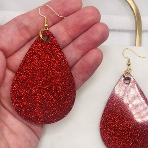 Red Earrings- Bright Red Earrings- Teardrop Earrings, Dangle Earrings, Drop Earrings
