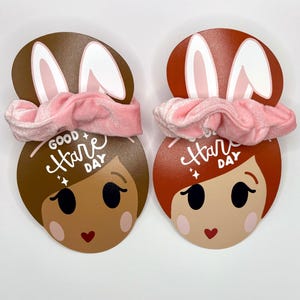 Tarjeta de Pascua con coletero, regalo de Pascua con coletero, buen día de las liebres, soporte para coletero de Pascua, regalo de Pascua para niñas, canasta de Pascua con coletero como recuerdo
