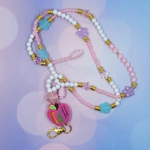 Bunt TEACH Lehrer Lanyard, Lehrer Ausweishalter, Lehrer Ausweishalter, Pink Apple TEACH Lanyard, Pink Stars Lanyard, Fun Lanyard