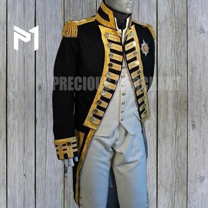 Handmade British Royal Navy Vice-Admiral Jacket: Steampunk Hussar Coat