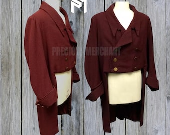 Victorian Burgundy Wool Tailcoat - 19th Century Regency Men's Coat - Historical Wedding Jacket - Elegant Historical Inspired Men's Coat