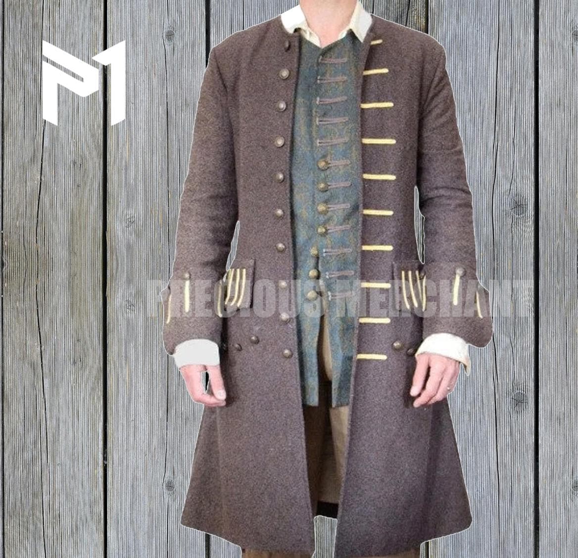 Brown Wool Frock Coat: 18th Century Colonial Captain Jacket - Etsy