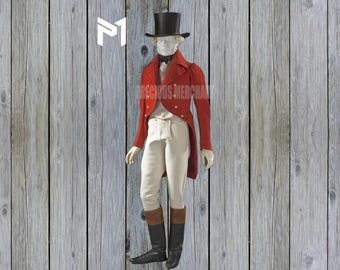 Men's Red Wool Regency Tailcoat: 19th Century Inspired Costume