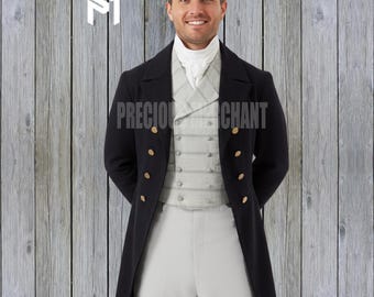 Men’s Navy Blue Regency Tailcoat – 19th Century Victorian Wool Coat Custom Fit