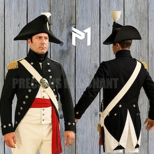 Napoleonic Era Military Officer Uniform - 18th Century French Revolution Costume - Historical Colonial Jacket - Reenactment Cosplay Coat