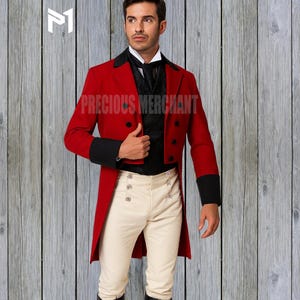 Victorian Regency Red Wool Tailcoat – Men’s Formal Period Jacket