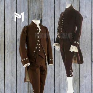 Jaqueta histórica masculina do século XVIII - Casaco aristocrata gótico vitoriano - Casaco colonial rococó - Traje de dramatização estilo regência