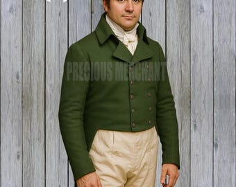 Men’s Regency Tailcoat with Waistcoat & Breeches – 19th Century Wool Gentleman’s Outfit Custom Fit