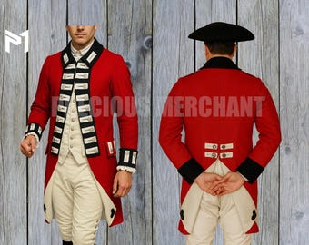 イギリス軍のレッドコート衣装：18世紀のウール製独立戦争時の制服
