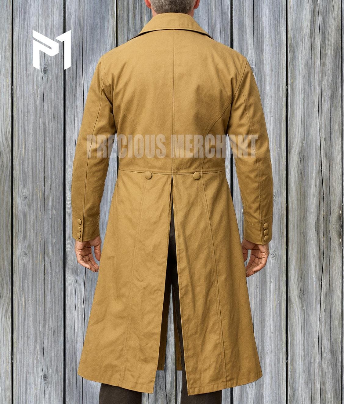 メンズ 19世紀カーキダスターコート - ウエスタンカウボーイアウトロー