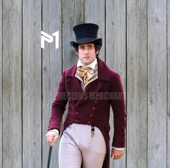 Men's Maroon Wool Regency Tailcoat – Victorian Darcy Style