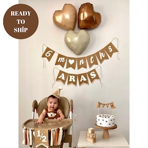 Half Way to One,6 month birthday,Half Birthday Hat,Six Month Party Prop,Personalized banner, Baby Gift