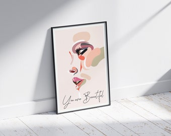 You are beautiful I - illustraion concept art - wall hanging - home decor